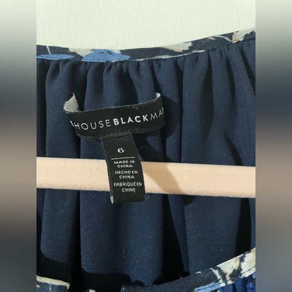 White House Black Market Drop Waist Blue Dress with Slit Sleeves Size 6 - Picture 6 of 6